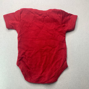 unisex Baby Biz, red cotton Christmas bodysuit / romper, GUC, size 0000,  