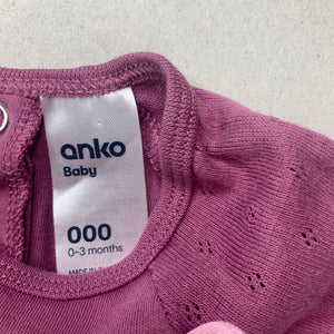 Girls Anko, cotton bodysuit / romper, EUC, size 000,  