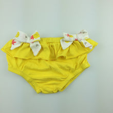 Load image into Gallery viewer, Girls Babies R Us, yellow cotton ruffle bloomers, GUC, size 00