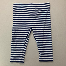 Load image into Gallery viewer, unisex Tiny Little Wonders, navy stripe stretchy leggings / bottoms, EUC, size 000,  