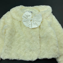 Load image into Gallery viewer, Girls Blue Sky, cream faux fur jacket, L: 33cm, FUC, size 4,  