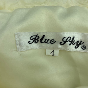Girls Blue Sky, cream faux fur jacket, L: 33cm, FUC, size 4,  