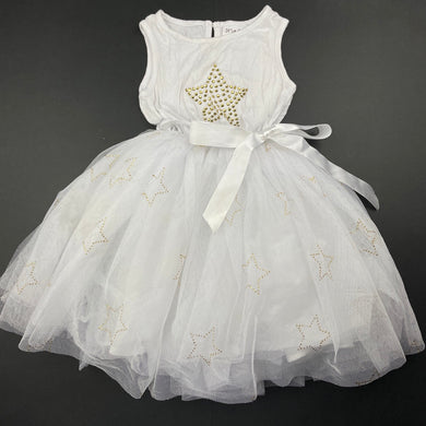 Girls Origami, spliced tulle party dress, stars, FUC, size 2, L: 50cm
