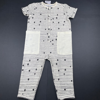 unisex Anko, cream & black striped romper, NEW, size 1,  