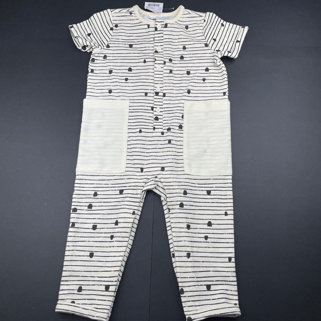 unisex Anko, cream & black striped romper, NEW, size 1,  