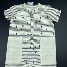 Load image into Gallery viewer, unisex Anko, cream &amp; black striped romper, NEW, size 1,  