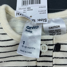 Load image into Gallery viewer, unisex Anko, cream &amp; black striped romper, NEW, size 1,  