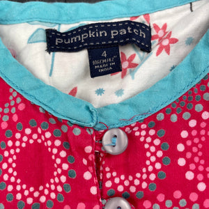 Girls Pumpkin Patch, lightweight cotton tunic top, L: 40cm, FUC, size 4,  