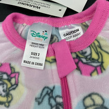 Load image into Gallery viewer, Girls Disney, Princess, fleece zip coverall / pyjamas, NEW, size 2,  