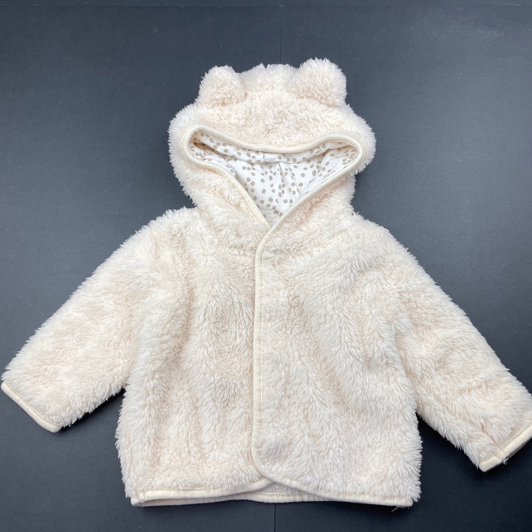 unisex Higgledee, cream fleece hooded sweater / top, GUC, size 00,  