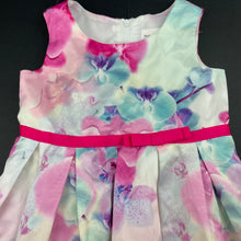Load image into Gallery viewer, Girls Origami, lined colourful floral party dress, EUC, size 1, L: 46cm