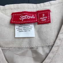 Load image into Gallery viewer, Girls Sprout, linen / cotton waistcoat / vest, EUC, size 2,  