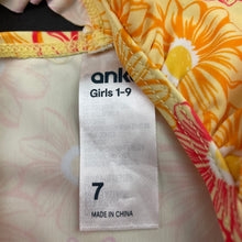 Load image into Gallery viewer, Girls Anko, yellow floral swim one-piece, EUC, size 7,  