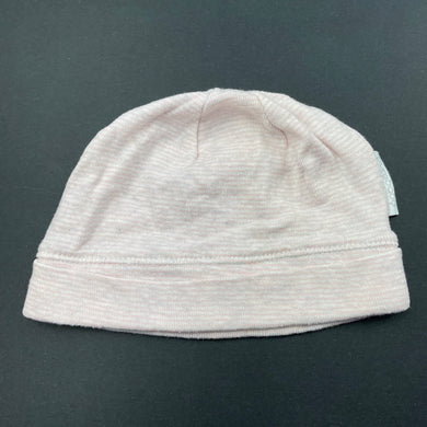 Girls purebaby, pink & grey organic cotton hat / beanie, EUC, size 0,  