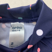 Load image into Gallery viewer, Girls Anko, navy long sleeve rashie / swim top, GUC, size 2,  