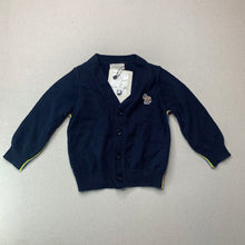 Load image into Gallery viewer, Boys Paul Smith, navy cotton / cashmere knit cardigan, NEW, size 6 months,  