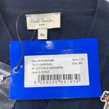Load image into Gallery viewer, Boys Paul Smith, navy cotton / cashmere knit cardigan, NEW, size 6 months,  