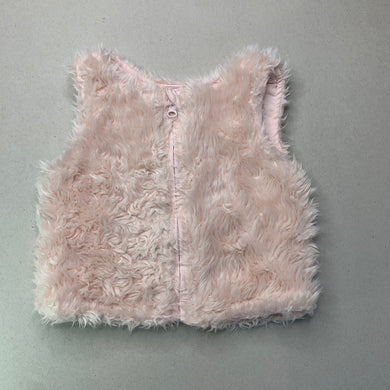 Girls Sprout, cotton lined zip up faux fur vest, GUC, size 1,  