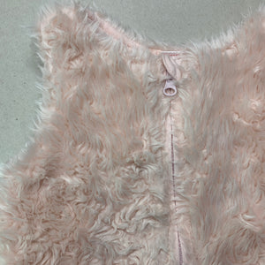 Girls Sprout, cotton lined zip up faux fur vest, GUC, size 1,  