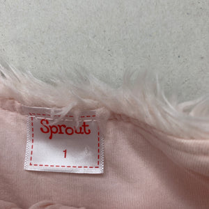 Girls Sprout, cotton lined zip up faux fur vest, GUC, size 1,  