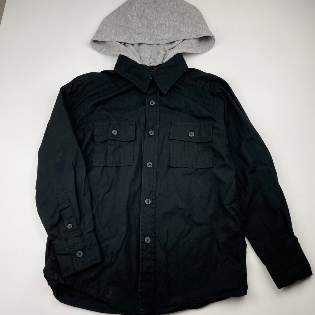 Boys Tilt, hooded cotton long sleeve shirt, GUC, size 7,  