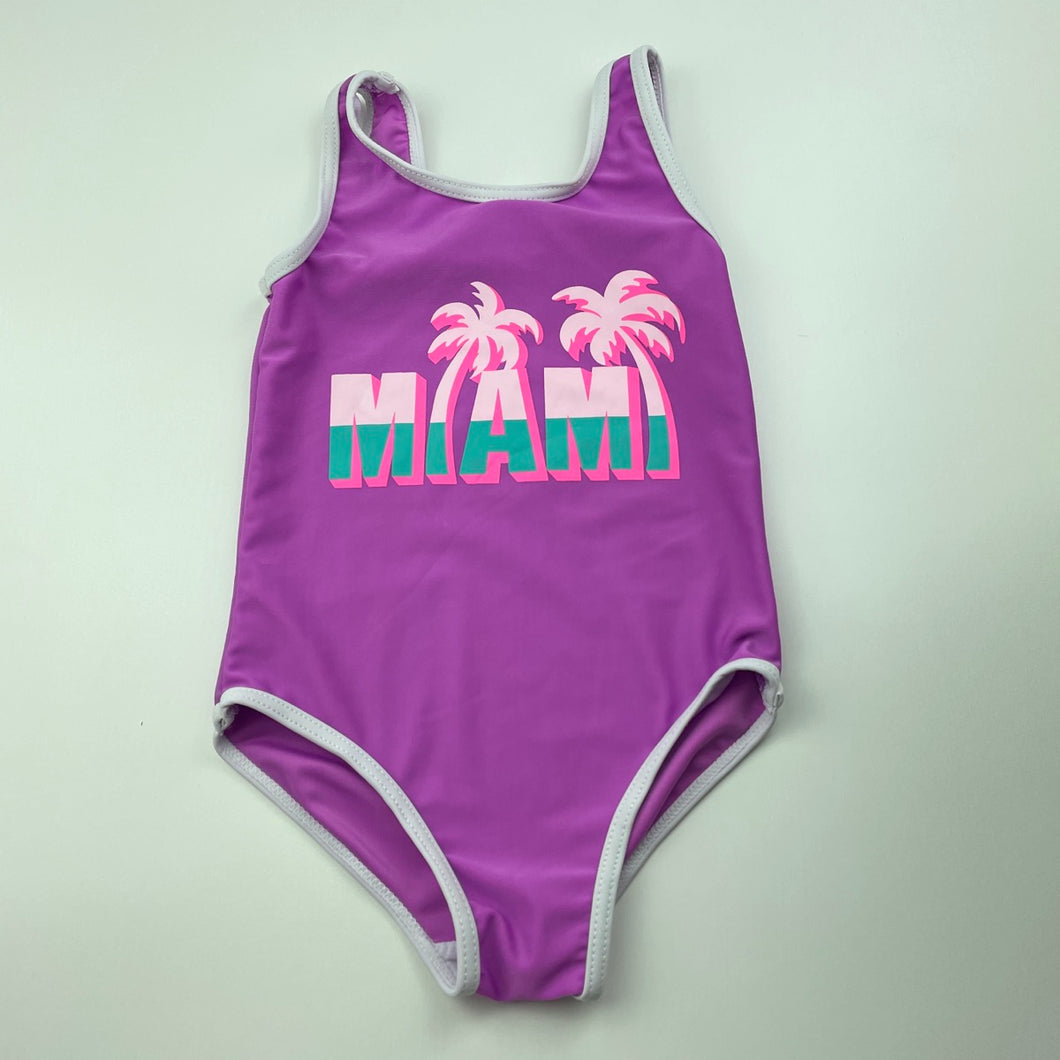 Girls Mango, purple swim one-piece, EUC, size 3,  