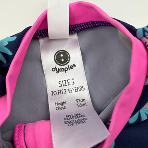 Girls Dymples, short sleeve rashie / swim top, FUC, size 2,  