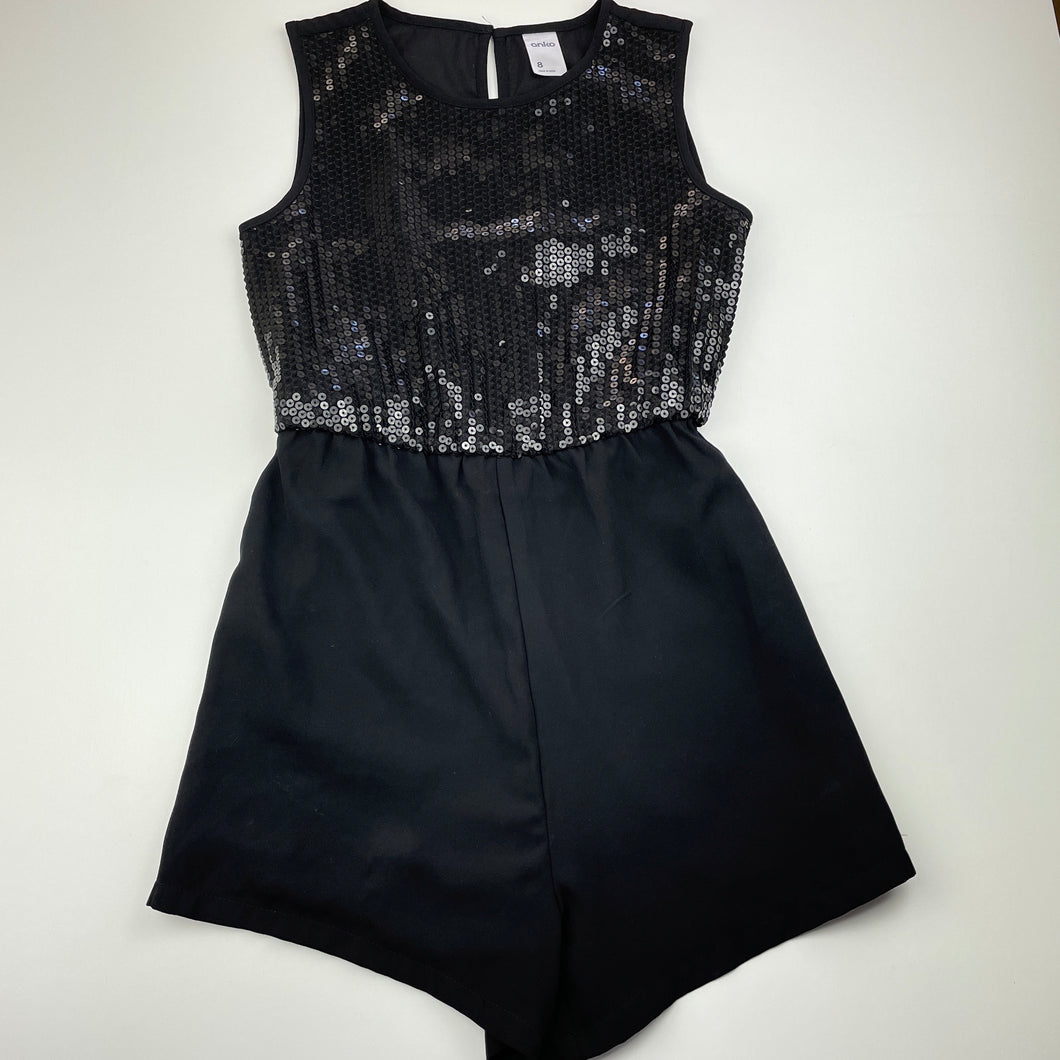 Girls Anko, black sequin playsuit, EUC, size 8,  