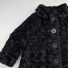 Load image into Gallery viewer, Girls Calvin Klein Jeans, black faux fur jacket / coat, L: 44cm, EUC, size 2,  