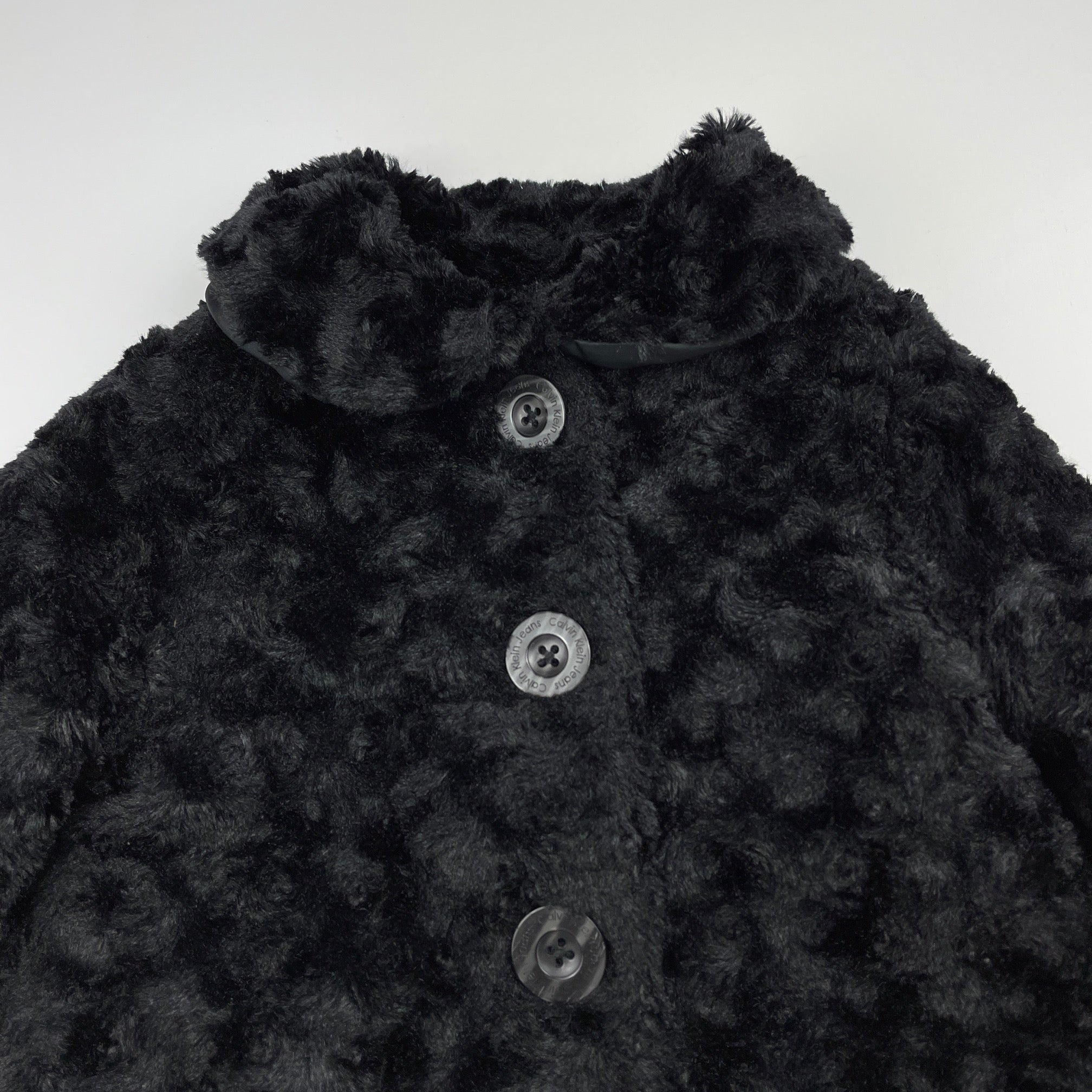 Calvin klein black faux fur coat best sale