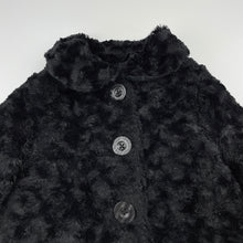 Load image into Gallery viewer, Girls Calvin Klein Jeans, black faux fur jacket / coat, L: 44cm, EUC, size 2,  