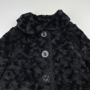 Girls Calvin Klein Jeans, black faux fur jacket / coat, L: 44cm, EUC, size 2,  