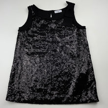 Load image into Gallery viewer, Girls MONNALISA, lined black sequin party top, armpit to armpit: 35cm, GUC, size 9,  