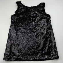 Load image into Gallery viewer, Girls MONNALISA, lined black sequin party top, armpit to armpit: 35cm, GUC, size 9,  