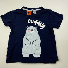 Load image into Gallery viewer, Girls Tilt, navy cotton pyjama t-shirt / top, GUC, size 4,  
