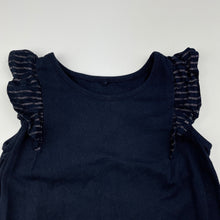 Load image into Gallery viewer, Girls Anko, navy cotton ruffle top, GUC, size 4,  