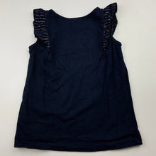 Load image into Gallery viewer, Girls Anko, navy cotton ruffle top, GUC, size 4,  