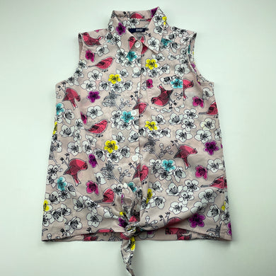 Girls L&D, lightweight floral tie fron top, EUC, size 8,  