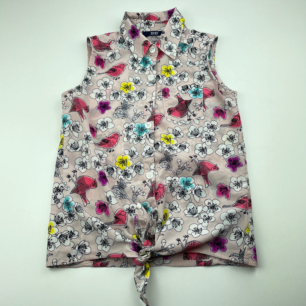 Girls L&D, lightweight floral tie fron top, EUC, size 8,  