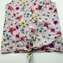 Load image into Gallery viewer, Girls L&amp;D, lightweight floral tie fron top, EUC, size 8,  