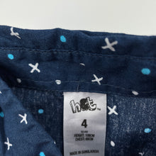Load image into Gallery viewer, Boys H&amp;T, navy lightweight cotton short sleeve shirt, GUC, size 4,  