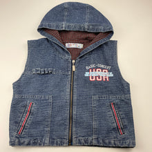 Load image into Gallery viewer, Boys HONG LIAN, denim hooded vest, L: 39cm, armpit to armpit: 42cm, FUC, size 8-9,  