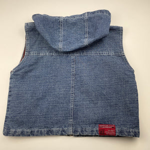 Boys HONG LIAN, denim hooded vest, L: 39cm, armpit to armpit: 42cm, FUC, size 8-9,  