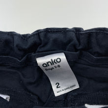Load image into Gallery viewer, Boys Anko, navy stretch cotton shorts, adjustable, GUC, size 2,  