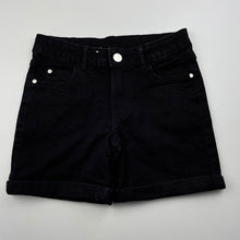 Load image into Gallery viewer, Girls Target, black stretch denim jean shorts, adjustable, EUC, size 8,  