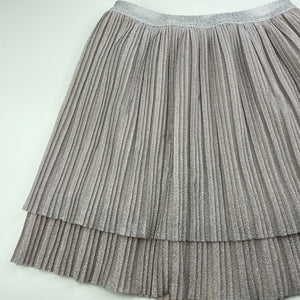 Girls Target, pink/silver metallic skirt, elasticated, L: 43cm, EUC, size 12,  