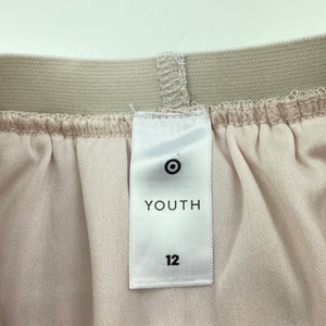 Girls Target, pink/silver metallic skirt, elasticated, L: 43cm, EUC, size 12,  