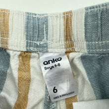 Load image into Gallery viewer, Boys Anko, striped linen / cotton shorts, elasticated, GUC, size 6,  