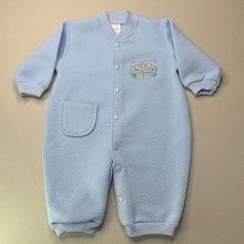 Load image into Gallery viewer, Boys No 1 Children Wear, blue romper, bears, armpit to armpit: 30cm, Inside leg: 15cm, FUC, size 0-1,  
