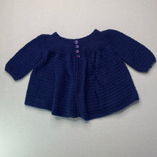 Load image into Gallery viewer, Girls navy, hand made knitted cardigan, armpit to armpit: 24cm, GUC, size 000-00,  
